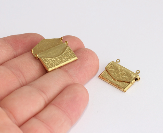 17x22mm Raw Brass Envelope Charms, Envelope Pendant CHK138-2