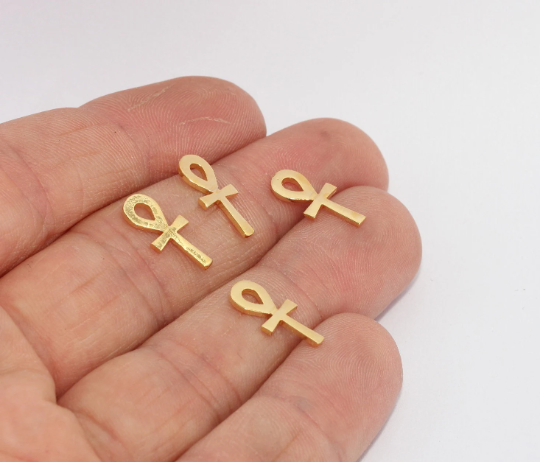 6x15mm 24k Shiny Gold Plated Ankh Charms, Ankh , Life , BRT860