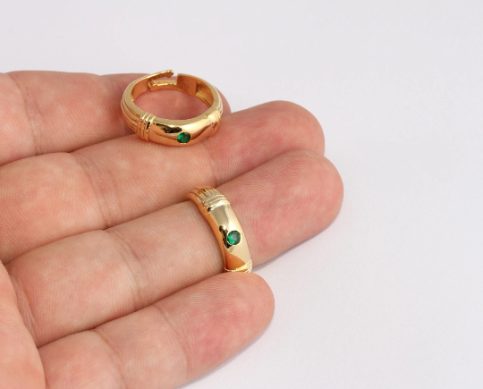 17-18mm 24k Shiny Gold Micro Pave Rings, Dainty Rings, SLM206