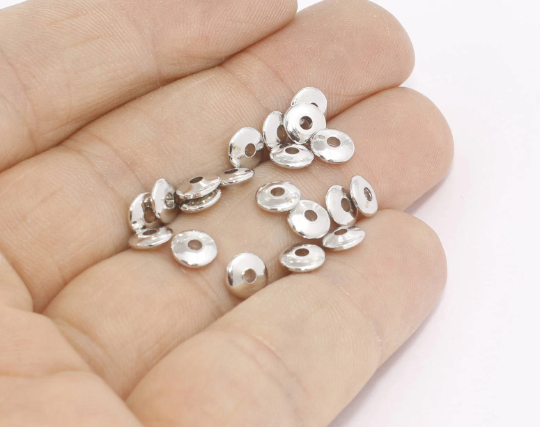 2x6mm Silver Plated Spacer Beads, Rondelle Beads, Spacers  FNL155