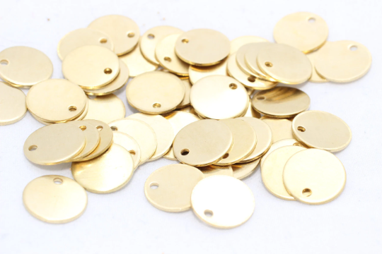 12mm Raw Brass Round Charms, Round Disc, Medallion ALS7