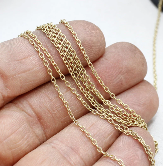1,4x2mm Raw Brass Chain, Raw Brass Curb ,Cable Chain,  BXB36-1