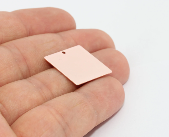 18mm Rose Gold Square Disc, Square Charms, Stamping, MTE607