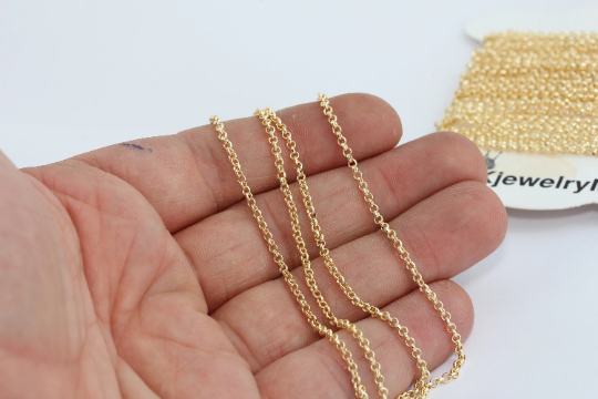 Catena Rolo oro chiaro da 2 mm, catena saldata in oro, sfusa BXB233