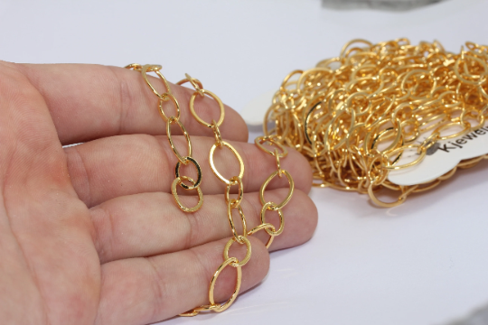 10,5x15,5mm 24k Shiny Gold Link Chain,Necklace Chain BXB356