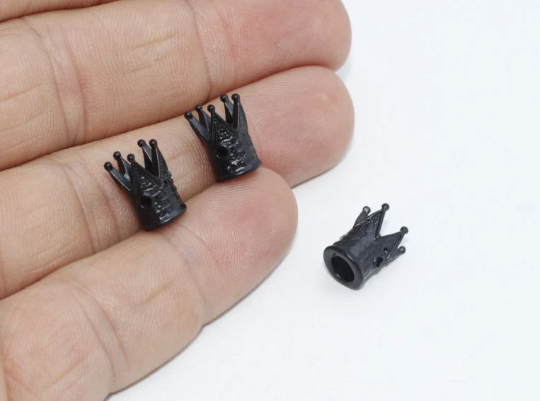 7x11mm Black Plated Beads, Crown Charms, Crown Beads, KDR133