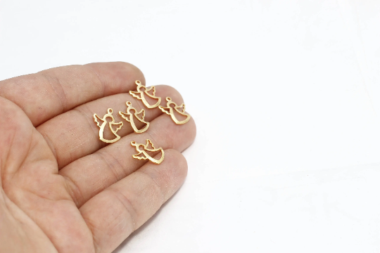 12x14mm Altın Kaplama Melek Tılsımı, Melek Kolye, Mini MTE101