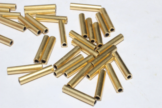 2x10mm 24 Ayar Mat Altın Aralayıcı Tüpler, Tüp Boncuklar, Yuvarlak BRT109