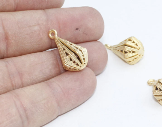 14x22mm 24 Ayar Mat Altın Külçe, Damla Kolye, Çubuk Kolye, DOM30