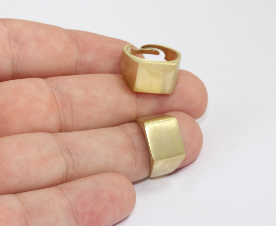 17-18mm Raw Brass Rings, Nameplate Square Rings, Raw MLS417