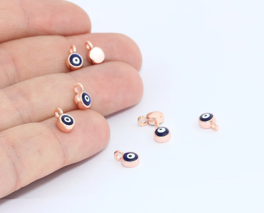 Perline anti-malocchio in oro rosa 5x9 mm, ciondoli anti-malocchio, ciondoli a goccia, MTE563