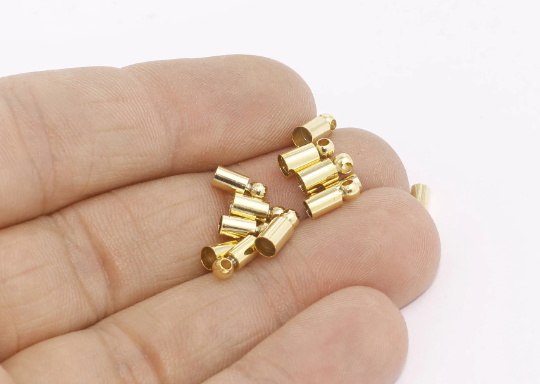 24k Shiny Gold Bead Caps, Inner Size 2,5mm, Cord End, Cord  FNL157