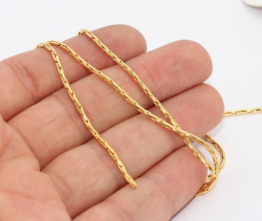 1,2mm 24k Shiny Gold Plated Snake Chains, Cable Chains BXB270