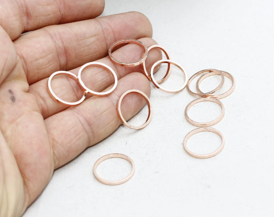 Adet 17 mm Gül Altın Kapalı Yüzük, Bağlantı Parçaları, Daire, ROSE203