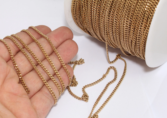 Raw Brass Faceted Chain