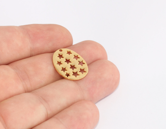 17x21mm 24k Shiny Gold Star Pendant, Star Disc, Star, SLM612
