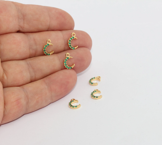 Shiny Gold CZ Moon Charms