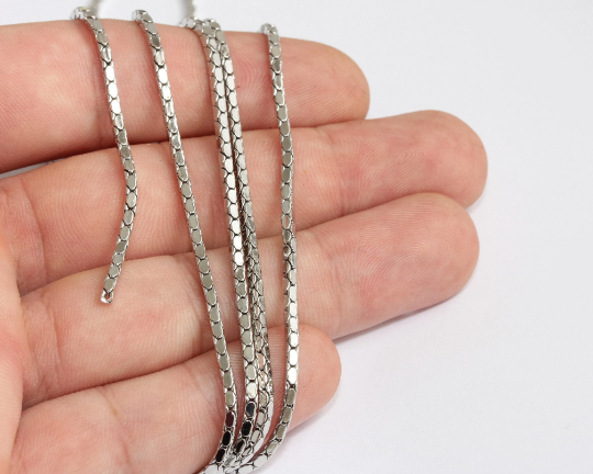 2mm Rhodium Plated Cable Chains, Knitted Chains, Silver , CHK559-1
