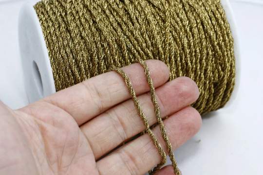 Catena a serpente in ottone grezzo, catene solide a maglia rotonda da 2,5 mm, ottone, THE49