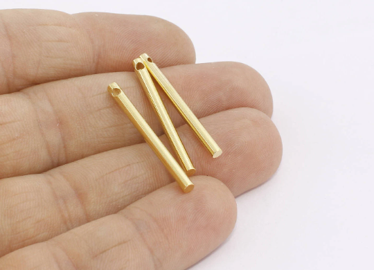 2,5x30mm 24k Shiny Gold Bar, Long Bar, Bar Necklace, Gold AE178