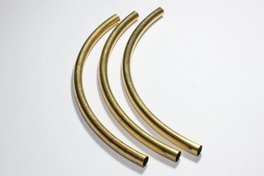 6x110mm Ham Pirinç Borular, Kolye Boru Boncukları, Boru Kolye, Uzun Kavisli Borular, Pirinç Erişte Boruları, Pirinç Kaplamalı Bulgular