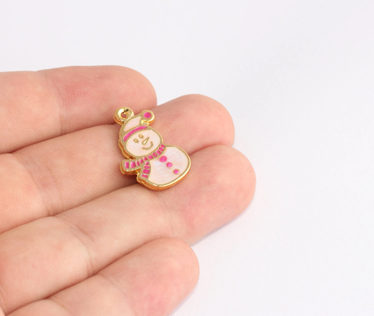 15x24mm 24k Shiny Gold Charms, White Enamel Charms, SLM805