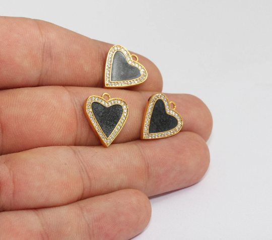 Shiny Gold Heart Charms