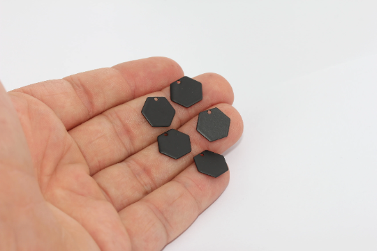 12mm Black Plated Hexagon , Stamping Blanks, Hexagon ETS182