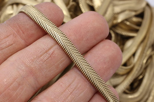 Raw Brass Snake Chains (6mm) - Cable Chain- Foxtail Chains - , THE1-1