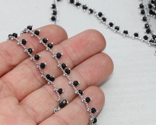 Rhodium Plated Crystal Chains, Beaded Chains, Rosary BXB150-2