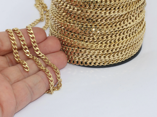 Raw Brass Faceted Chain