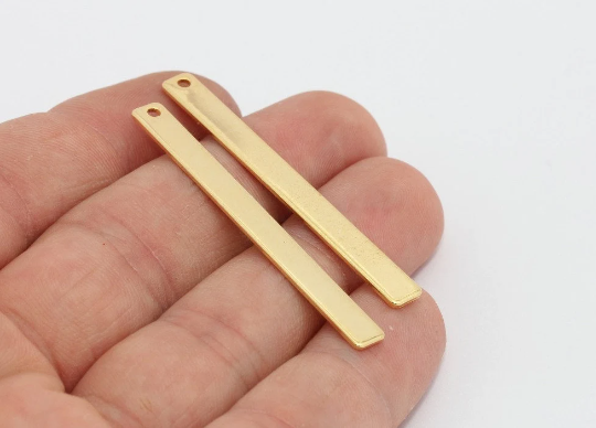5x50mm 24 Ayar Parlak Altın İsimlik Çubuğu, Masif Çubuk, Pirinç MTE1099