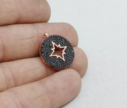 18x20mm 925 Ayar Gümüş Kuzey Yıldızı Kolye, Gül ZRCN664