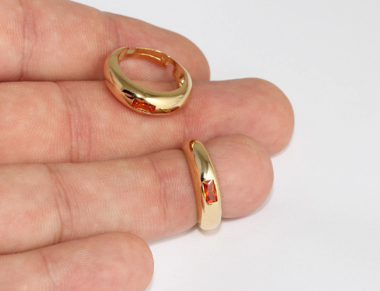 16-17mm 24k Shiny Gold Micro Pave Rings, Dainty Rings, MLS785