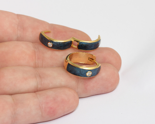 Hoop Earrings, CZ Hoops, Blue