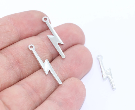 5x28mm Rhodium Thunder Charms, Lightning Pendant, Flash Charms, MTE434
