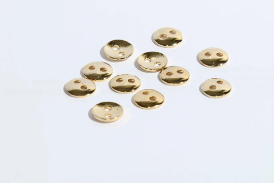 10mm 24k Shiny Gold Button Charms, Button Connectors BRT720