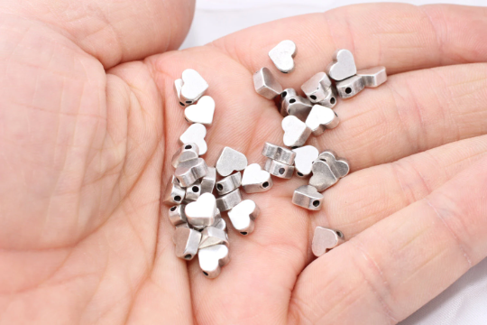 7 mm Antik Gümüş Kalp Takılar, Kalp Kolye, Zarif, AG3