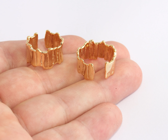 16x17mm 24 Ayar Parlak Altın Yüzükler, Ayarlanabilir Yüzük Ayarları, Yüzük XP86
