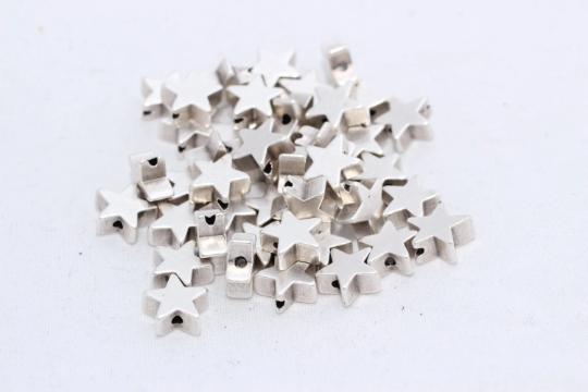 7,5 mm Antik Gümüş Yıldız Boncuklar, Yıldız Takılar, Orta Delik Boncuklar, AG4