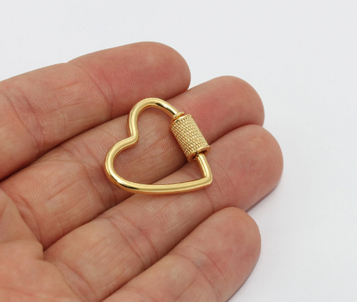 Shiny Gold Heart Screw Clasp