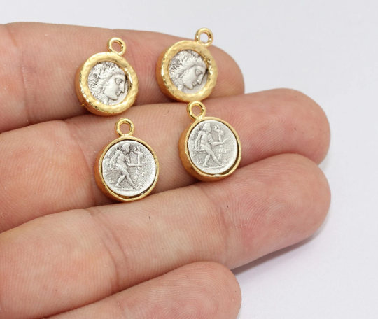 13x16mm Gümüş Kaplama Madalyon, Gümüş Yunan Paraları, MLS246