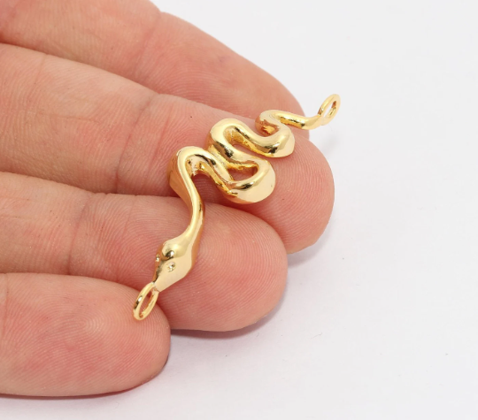 Snake Bracelet Charms , Snake Connector, Snake Gold, SBC MTE930