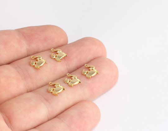 8x9,5mm 24k Shiny Gold Crab Charms, Crab ,Charms, Gold SLM646