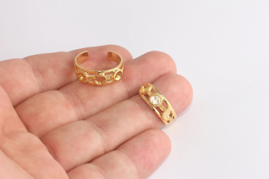 17-18mm 24k Shiny Gold Rings, Gold Sun Ring, Gold Coin,Gold XP303