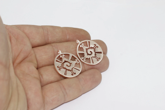 Ciondolo Hunab Ku in oro rosa da 24 mm, pendente Hunab Ku, celtico ROSE450