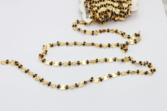 8mm 24k Shiny Gold Coin Chains, Disc Coin Chains, BXB253-3