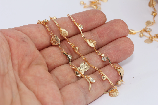 24k Shiny Gold Oyster Chain, Gold Bar Chains, Choker, BXB142-1