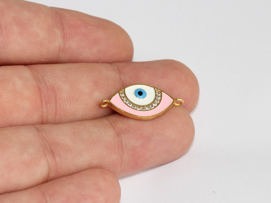 12x26mm 22k Shiny Gold Evil Eye, Micro Pave Evil Eye, MLS776