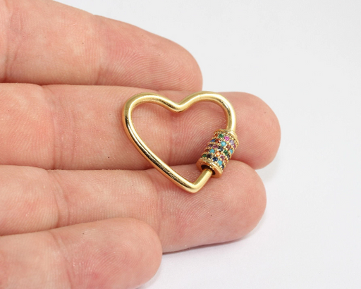 Shiny Gold Heart Screw Clasp